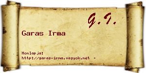 Garas Irma névjegykártya